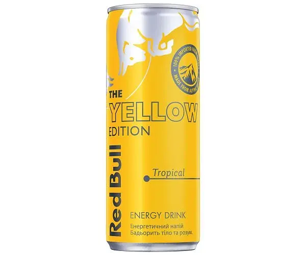 Red Bull Yellow Edition, Упаковка 24 шт. по 0,25 л, Напій енергетичний Ред Булл зі смаком тропічних фруктів - фото 2