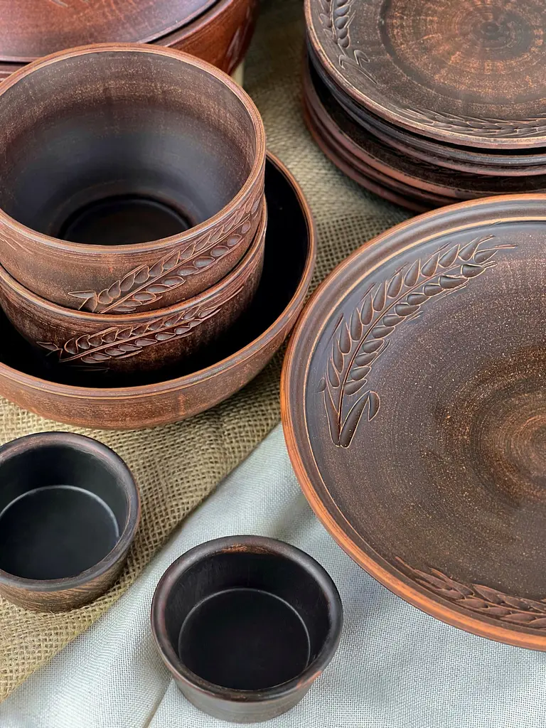 Столовий сервіз керамічного (глиняного) посуду на 6 осіб Колосок - фото 5