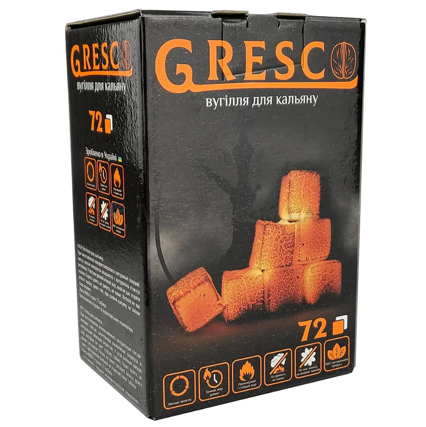 Горіхове вугілля для кальяну Gresсo 1кг (Греско) - фото 2