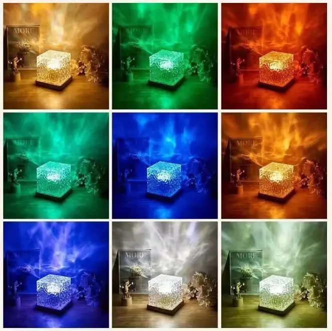 Настільний світильник RGB з проекцією хвилі · Світлодіодний USB нічник Ефект Води з пультом ДУ - фото 4