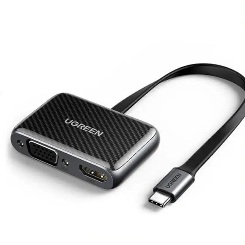 Адаптер Ugreen CM303 HDMI+VGA - USB Type-C (F/M), Black (70549) - фото 2