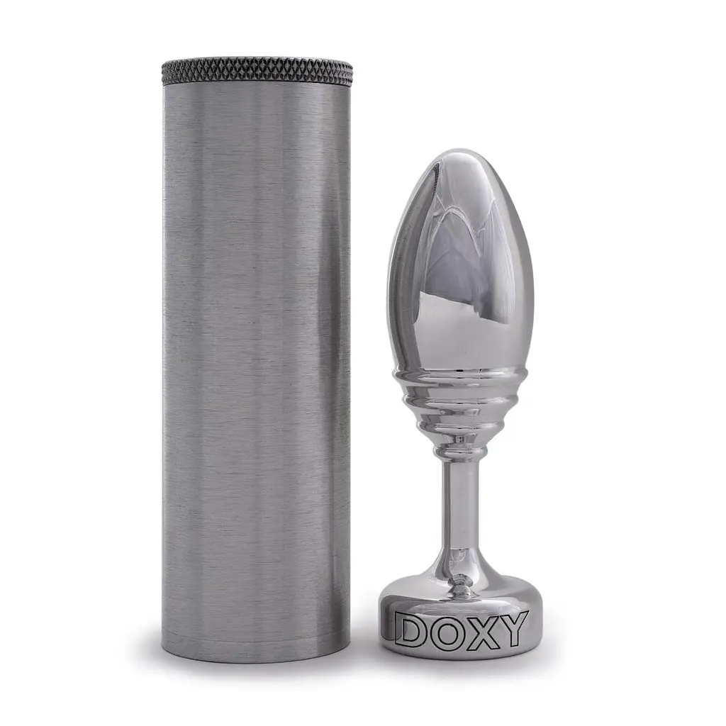 Металева анальна пробка DOXY Butt Plug RIBBED, ребриста, діаметр 3,3 см - фото 3