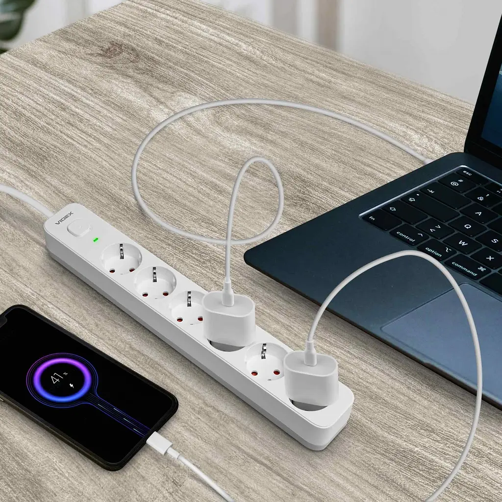 Сетевой удлинитель Videx Oncord з/з 6 п 3 м (3x1.5 мм) с кнопкой белый (VF-PD63G-W) - фото 10