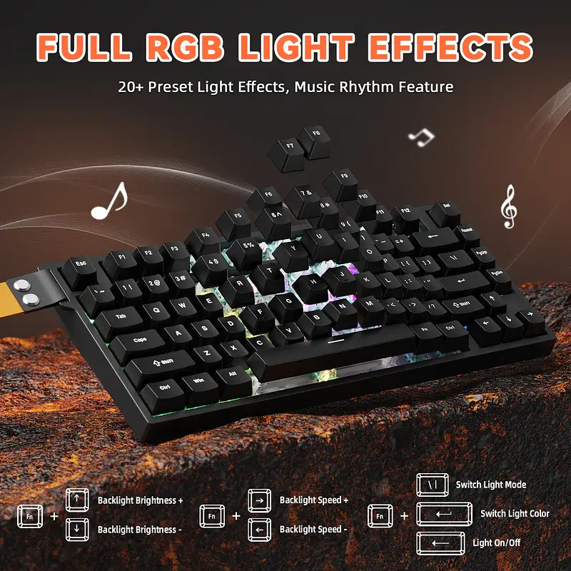 Ігрова дротова магнітна клавіатура Attack Shark R82 / Дротове підключення / Magnetic Switch / Black - фото 4