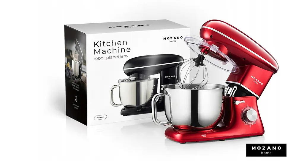 Кухонний комбайн Mozano професійний тістоміс Kitchen Machine 2300 Вт чаша 6,2 л Red Кулінарна книга в подарунок - фото 6