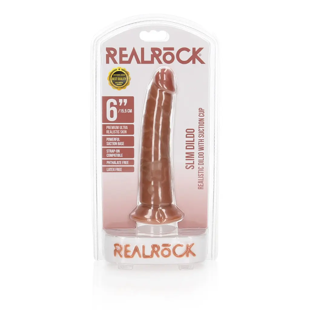 Фалоімітатор RealRock Slim Realistic 6", 17.5 см (коричневый) - фото 5