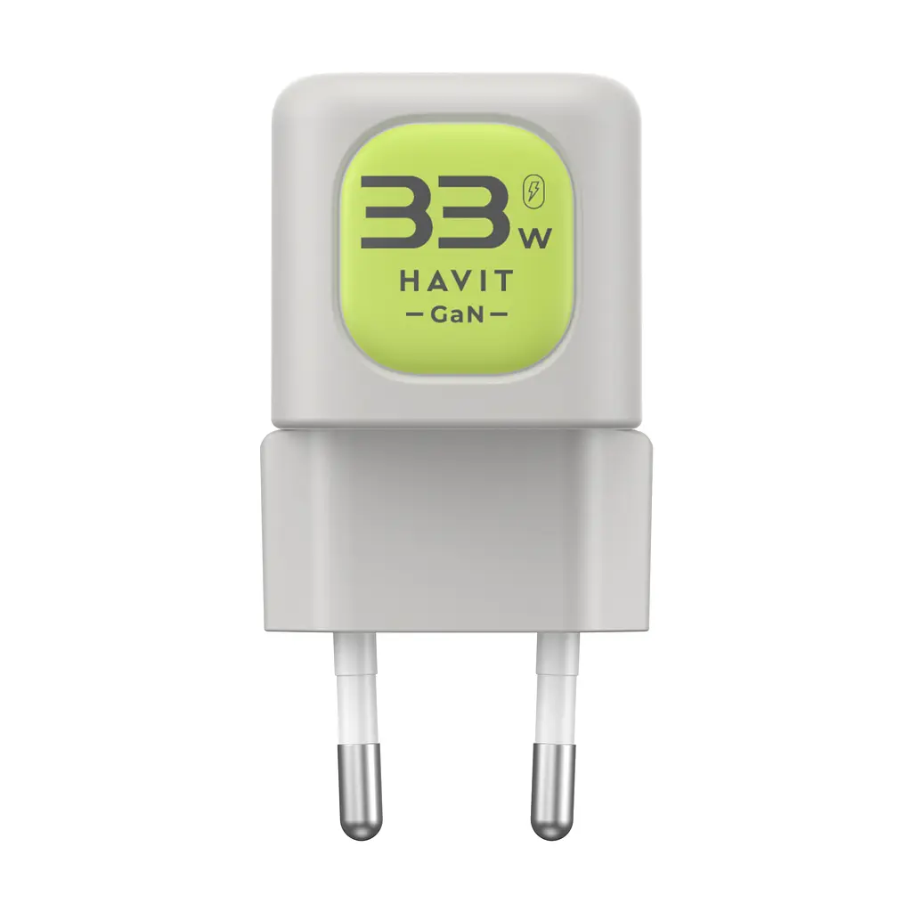 Зарядний пристрій HAVIT HV-UC230 GaN 33W USB-A+USB-C Gray/Green HAVIT (29274-000) - фото 4