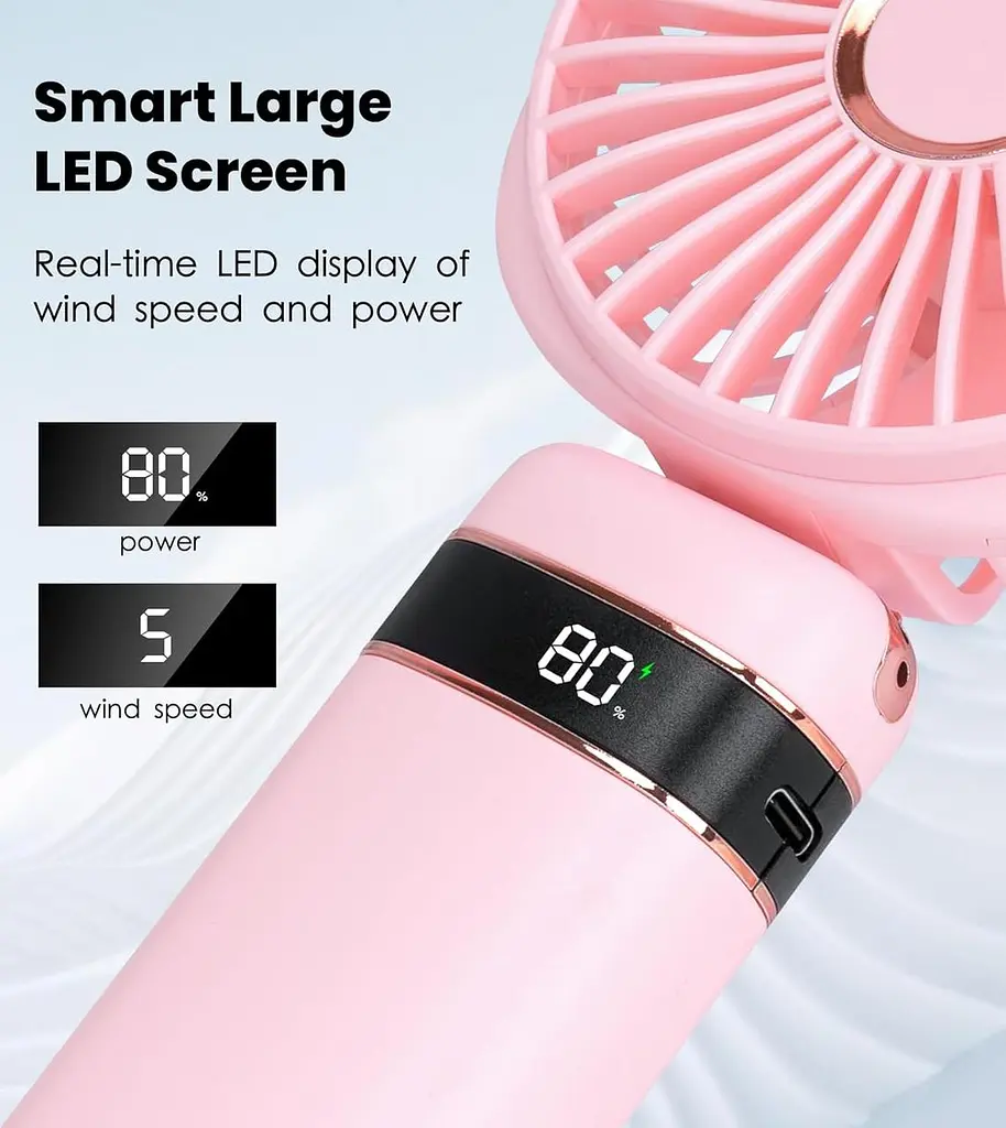 Ручний вентилятор 20+ годин роботи USB 5 швидкостей - фото 5
