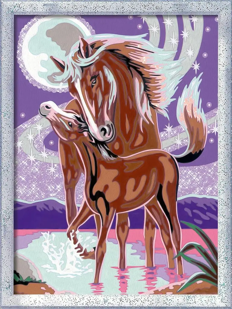 Картина за номерами Кінь з лошам Ravensburger CreArt 24×18 см з блискітками та рамкою 15 акрилових фарб від 11 років (SKU-279) - фото 6