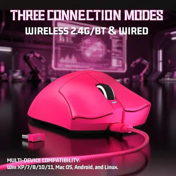 Миша Attack Shark V3 Wireless (AS-6972792472591-BR) Berry Red (G-000004411) - фото 4