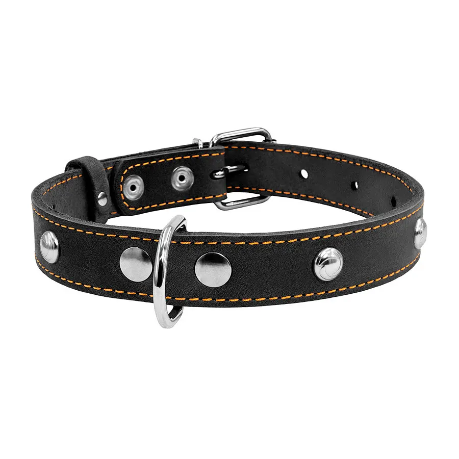 Ошейник "CoLLaR" одинарный с украшениями (ширина 20мм длина 32-40см) черный - фото 2