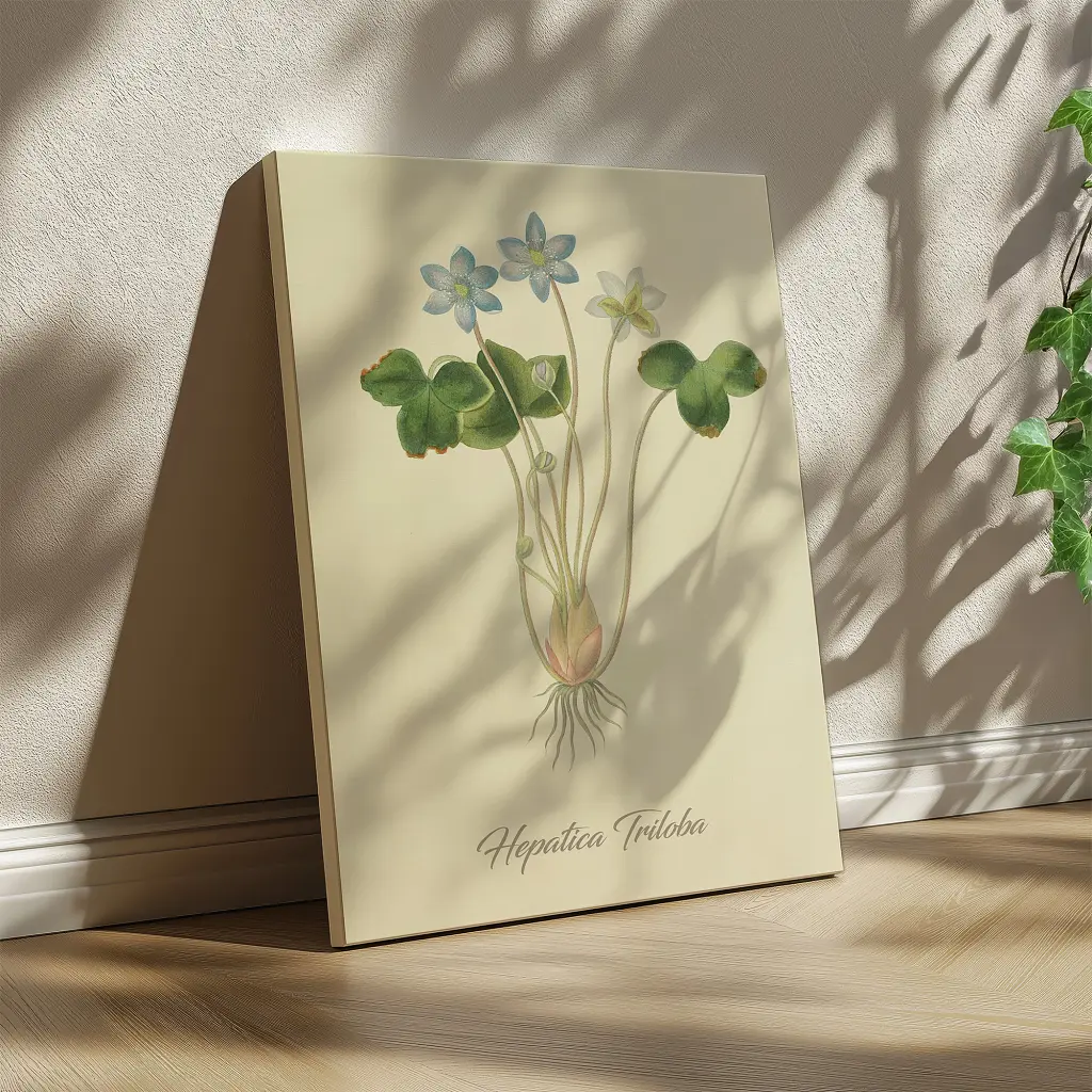 Інтер'єрна картина Ботанічна ілюстрація, Hepatica Triloba, ботаніка, інтер'єрний декор, 60×45 см (id7154) - фото 2