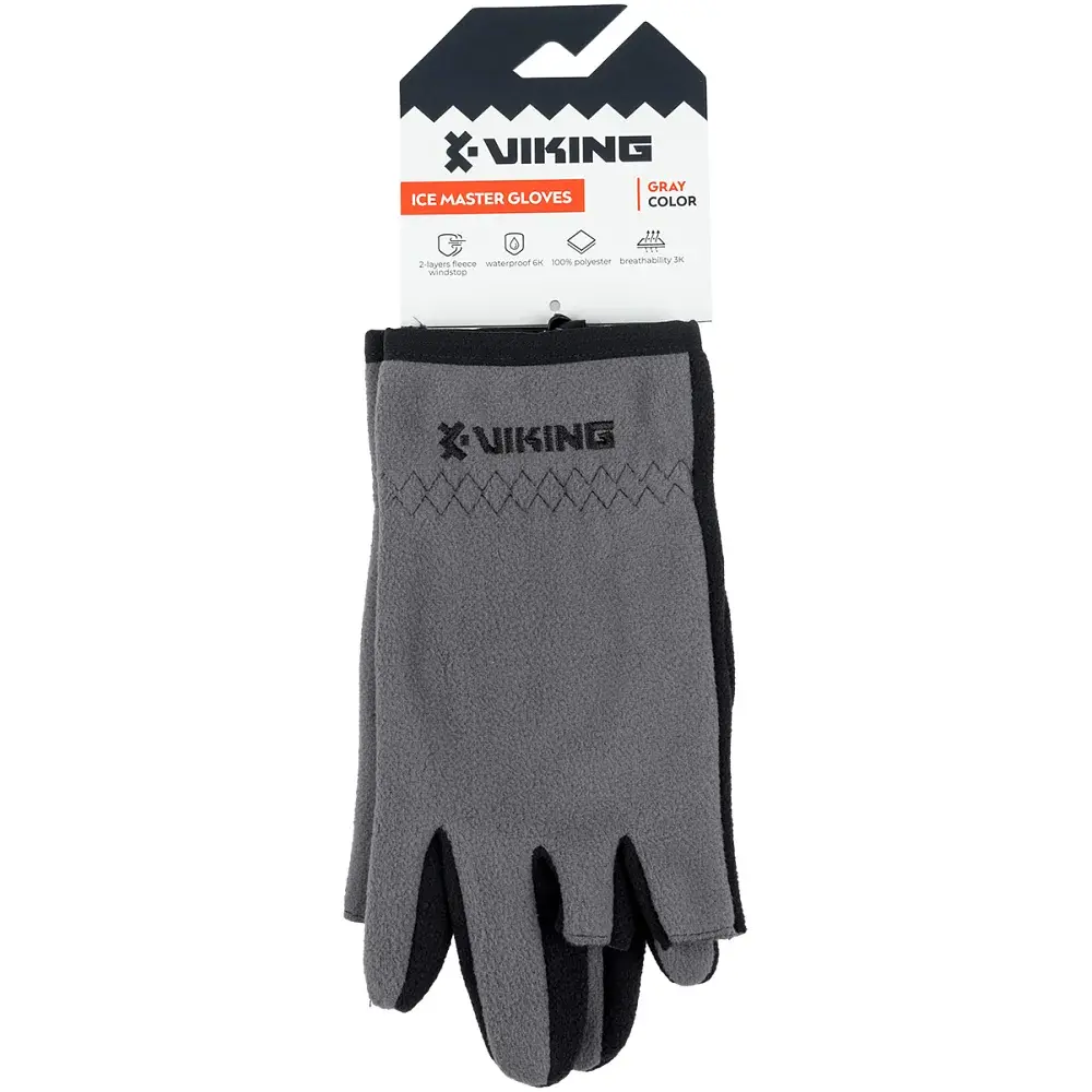 Перчатки Viking Fishing Ice Master Gloves M (fleece) 3 cut finger Grey-graphite - фото 2