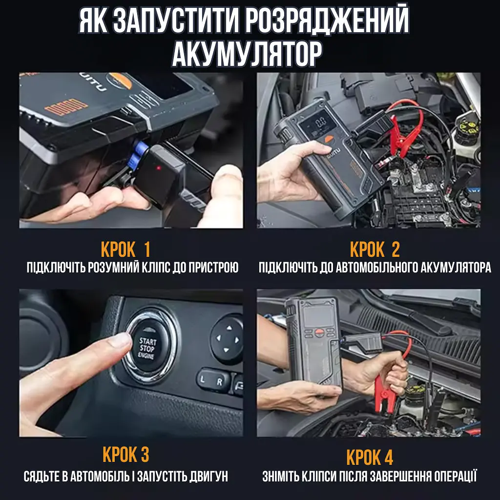 Автомобільний пусковий пристрій із повітряним компресором 4 в 1 8000 мА·год - фото 4