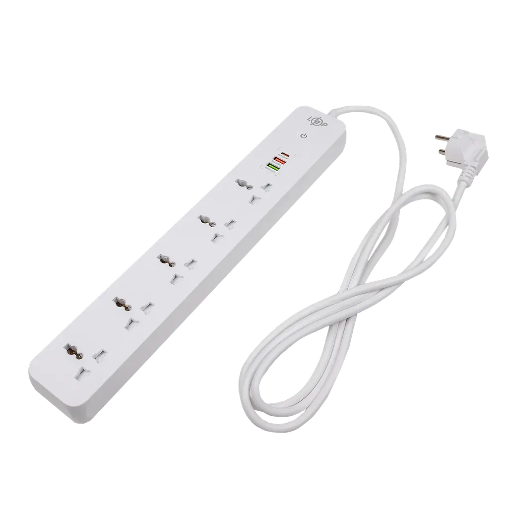 Мережевий фільтр (подовжувач) LogicPower (5x220V-2500W, 1xUSB-38W/PD/QC3.0, 1xType-C 20W, 1xUSB 18W) - фото 3