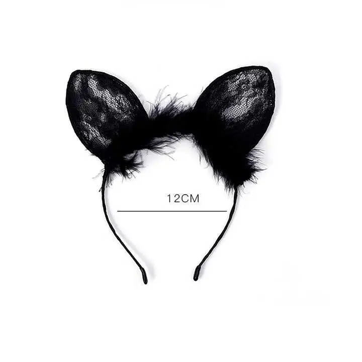 Обруч с пухом "Ушки" черный (K0465-1) - фото 2