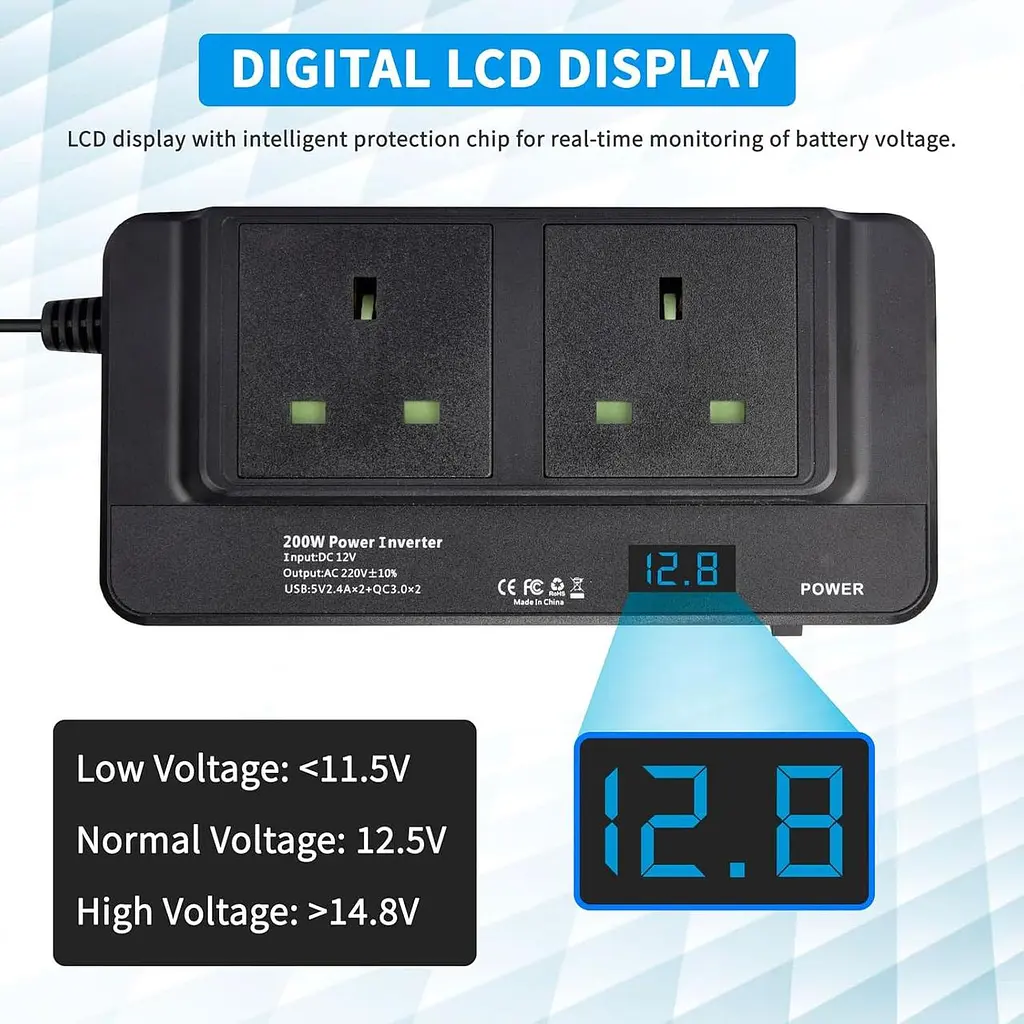 Автомобільний інвертор Umelee 200 Вт, 12V DC – 240V AC - фото 6