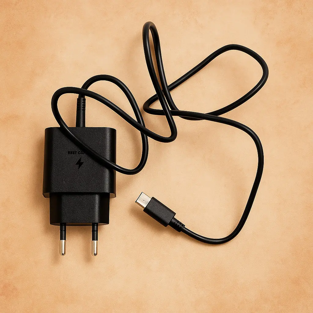 Зарядний пристрій USB-C + USB-A 35W з кабелем 1 м, адаптер для телефону, чорний - фото 2