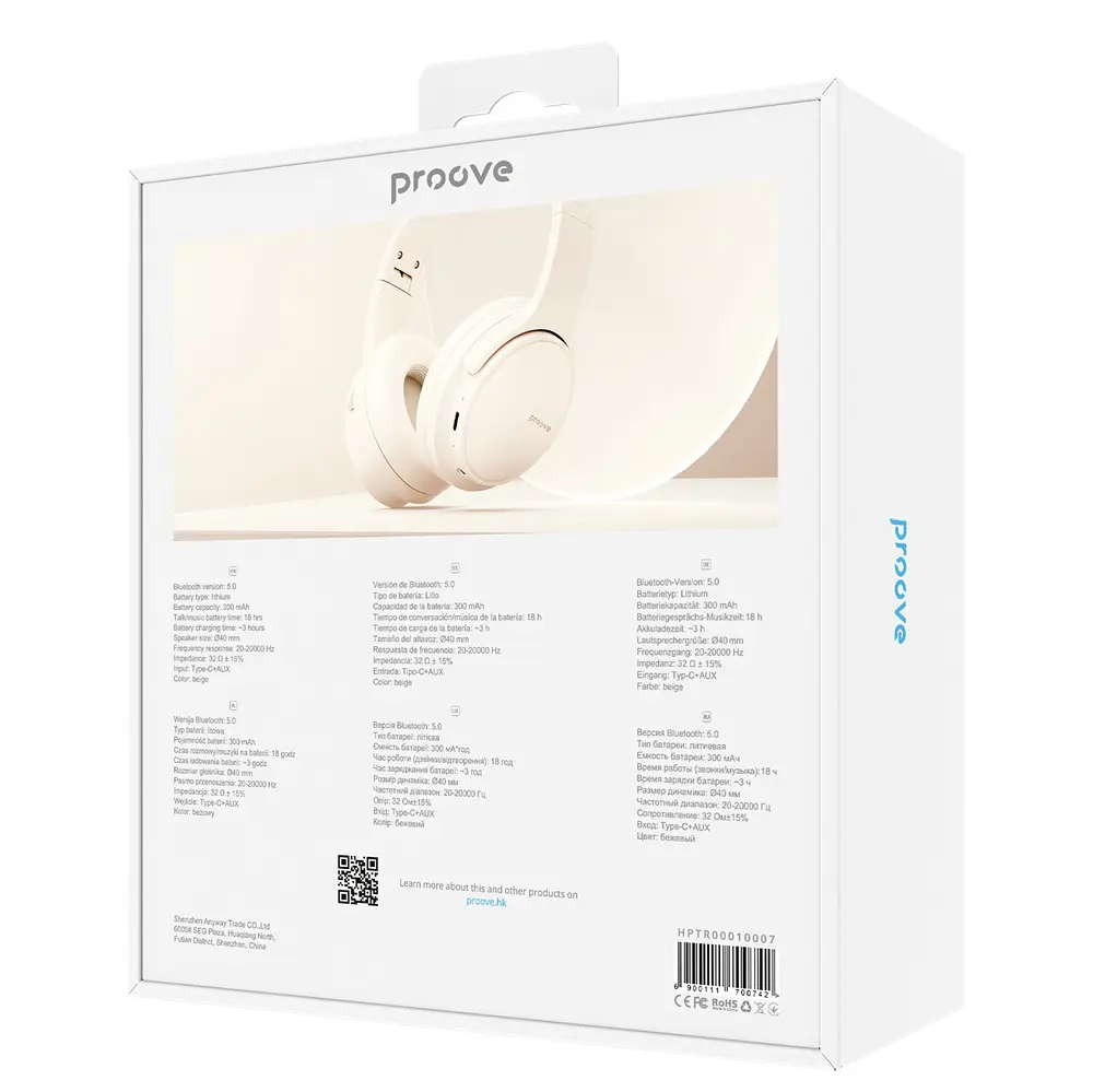Беспроводные наушники Proove Tender, Headset, ANC, AUX, BT5.0, 300mAh, 18h, beige UA UCRF - фото 6