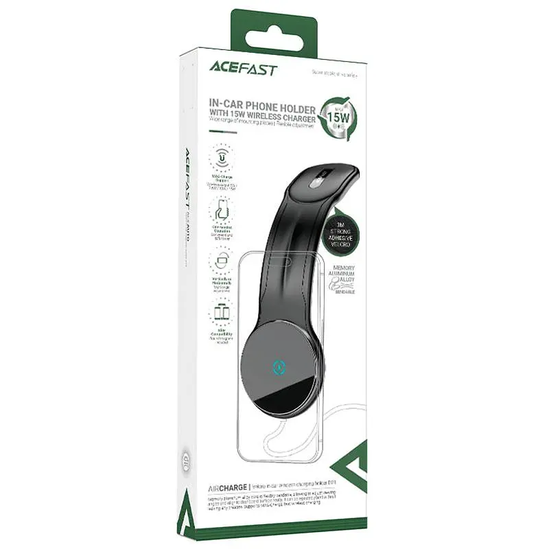 Автодержатель с зарядным устройством Acefast D21 Magnetic Wireless Charging 15W Black - фото 2