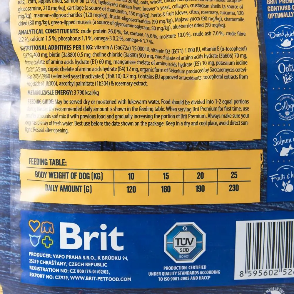 Сухой корм Brit Premium Adult M 1 кг для взрослых собак средних пород (весом от 10 до 25 кг) (курица) - фото 4