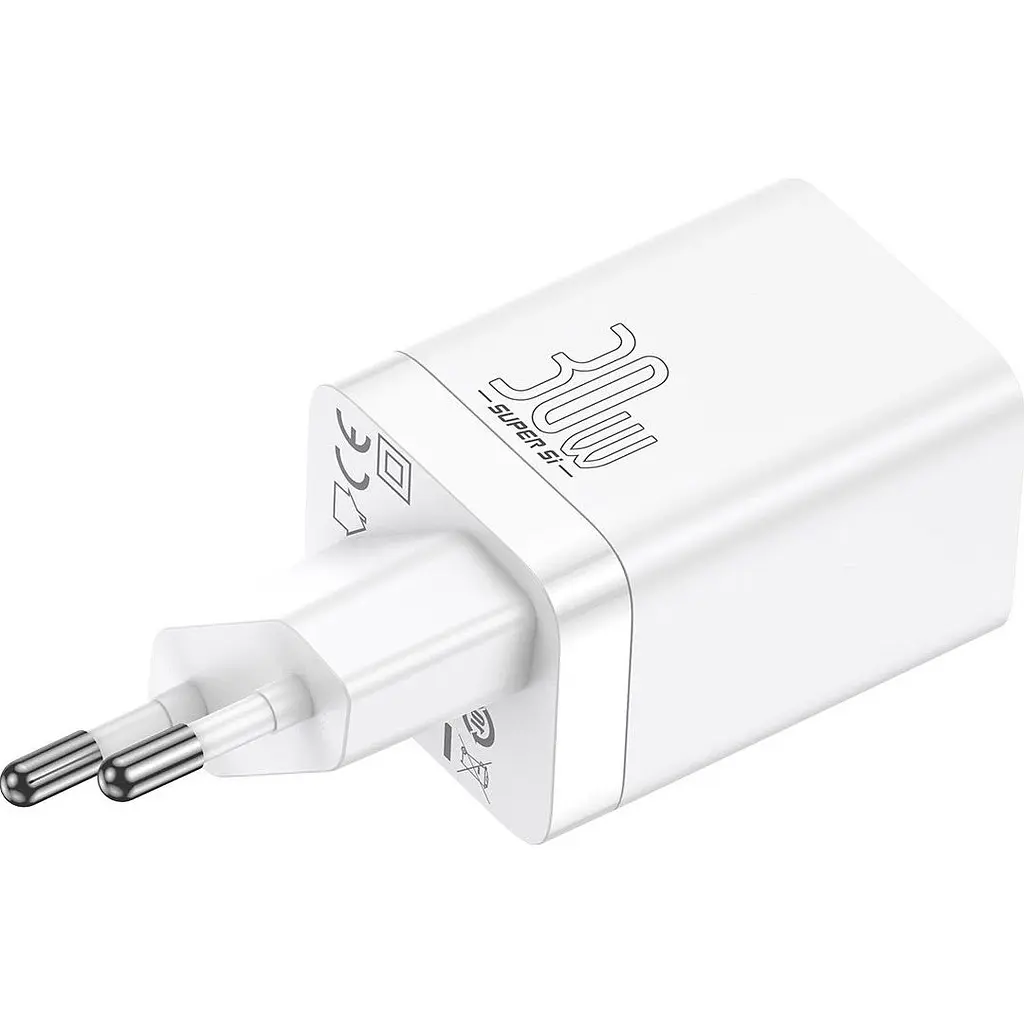Мережевий зарядний пристрій Baseus Super Si Pro 30W USB-C + USB-A White (CCSUPP-E02) [69676] - фото 2