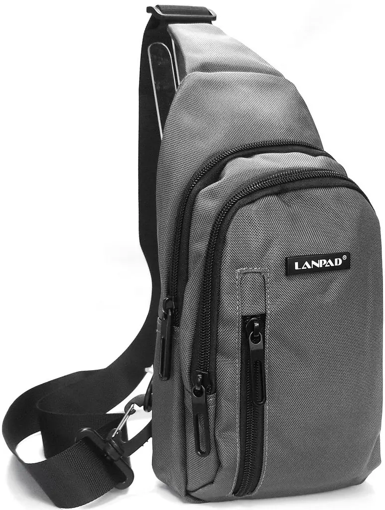 Сумка через плече Lanpad 17х27х9 см нейлонова з переставним ременем Сірий - фото 3