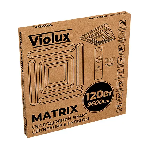 Світильник LED smart MATRIX+пульт 120W 3000-6000K IP20 чорний квадрат Violux ( 220505 ) - фото 7