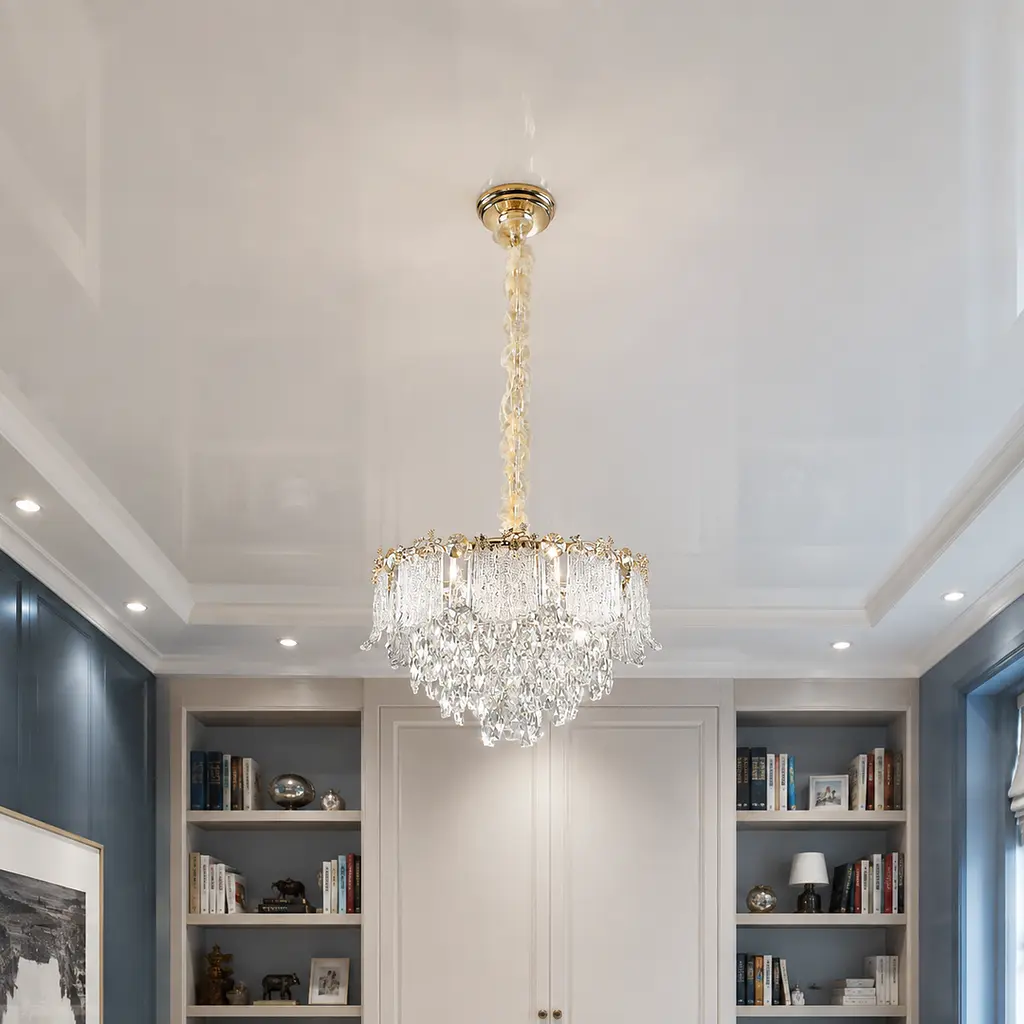 Золота підвісна люстра з кришталевим декором Splendid Ray L8251/480*H290/9, 48 см на 9 ламп.
