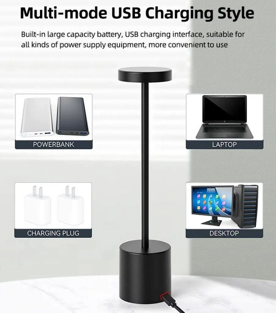 Настільна лампа з акумулятором KLOODI DECO TA-5V UNO CCT BK - фото 2