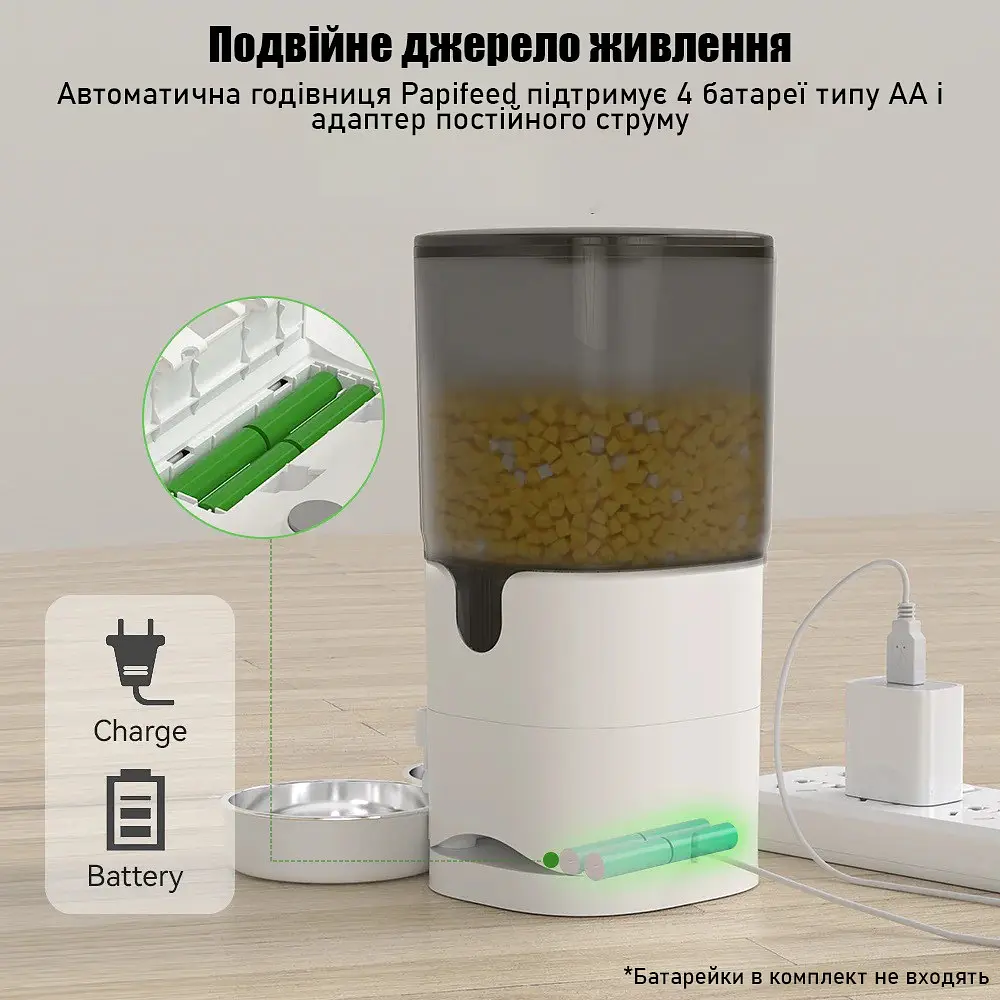 Автоматична годівниця для котів Papifeed 7 л Wi-Fi з двома мисками, білий - фото 7