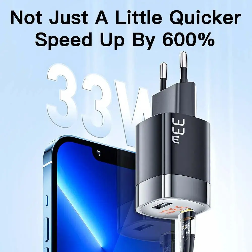 Зарядное устройство Essager GaN III PD USB-C USB-A с дисплеем 33W - фото 3