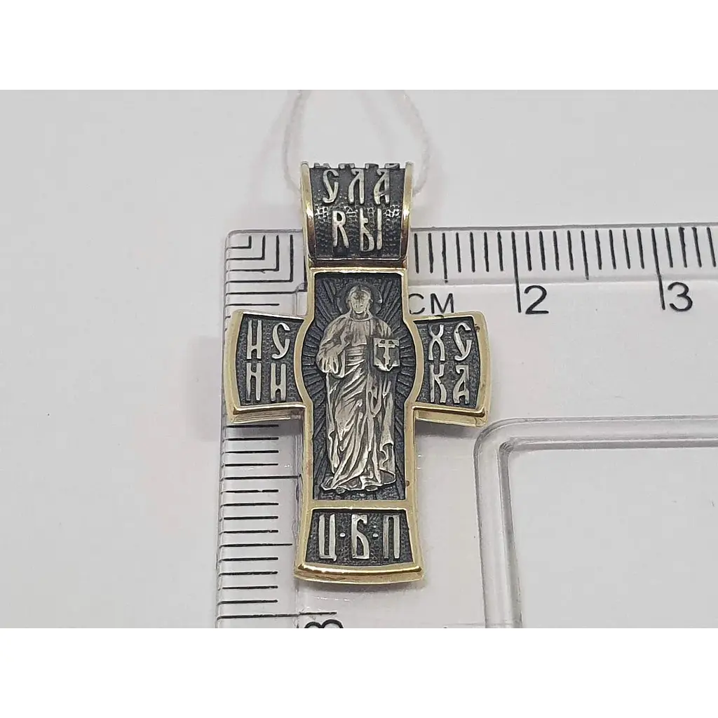 Срібний хрест Харківська ювелірна фабрика Розп'яття Христа і Микола Чудотворець. 3533-ЗЧФ - фото 4