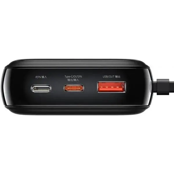 Зовнішній акумулятор Baseus Qpow 20000 mAh 22.5w вбудований кабель USB-C (PPQD-I01) чорний - фото 2