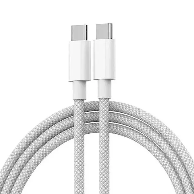 Кабель для зарядки Type-C – Type-C, 1 м, білий, швидка зарядка, для телефону та планшету