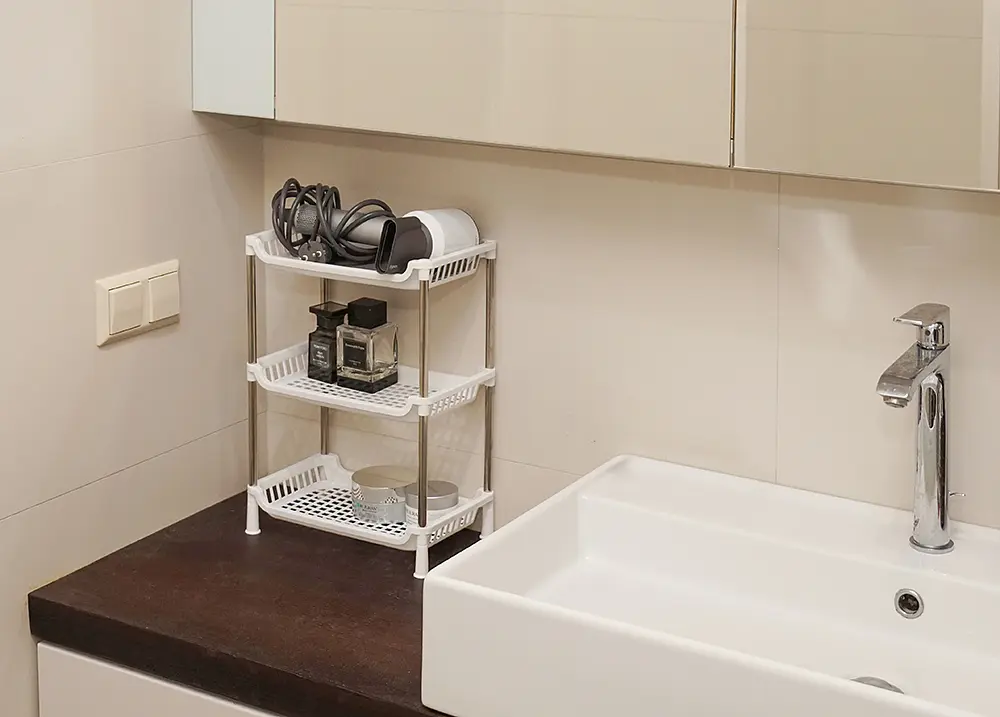 Этажерка пластиковая 3 яруса белая 27.5 х 17 х 39 см - фото 9