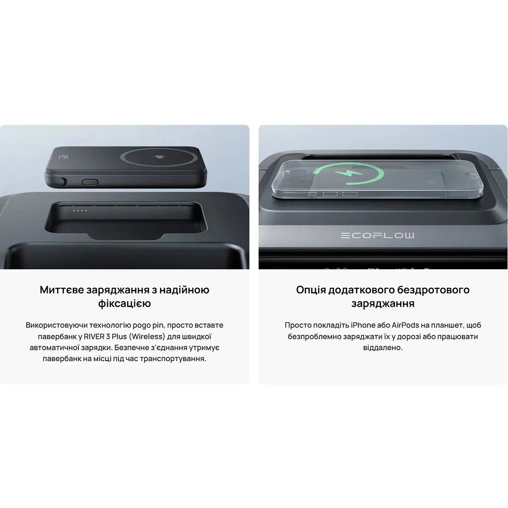 Портативная зарядная станция EcoFlow River 3 Plus Wireless 600W 288WH (EFRIVER3PLUS-W-EU-CBOX) - фото 6