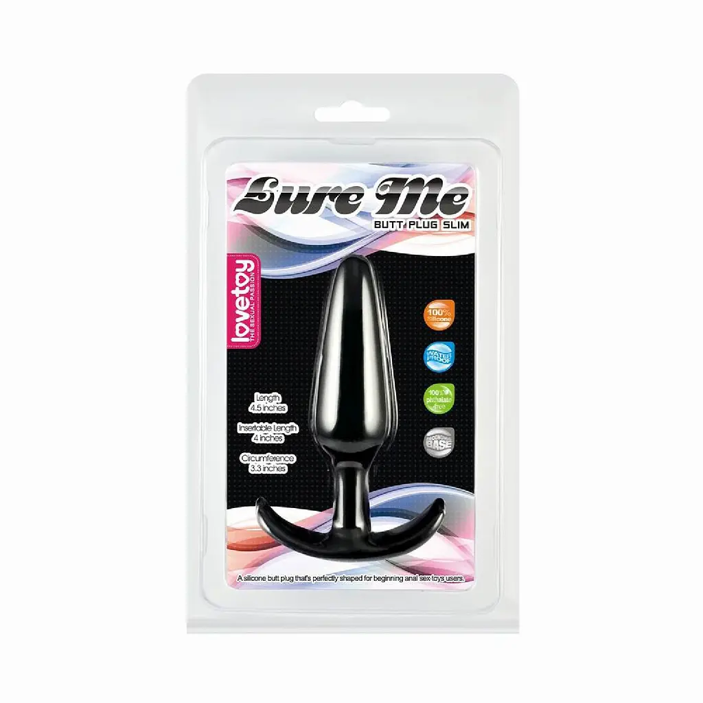 Анальна пробка LoveToy Lure Me Butt Plug Slim 10 см (чорний) - фото 9