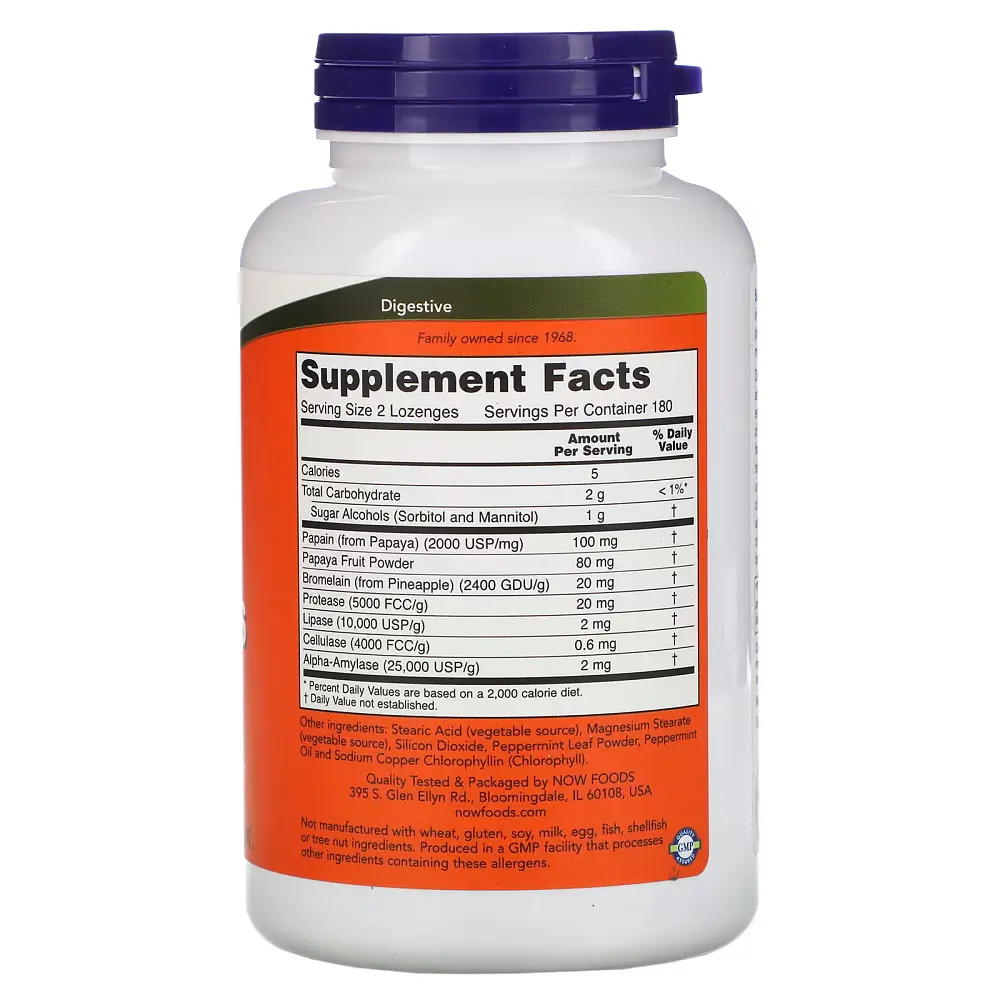 Натуральная добавка NOW Papaya Enzymes, 360 жевательных таблеток - фото 2