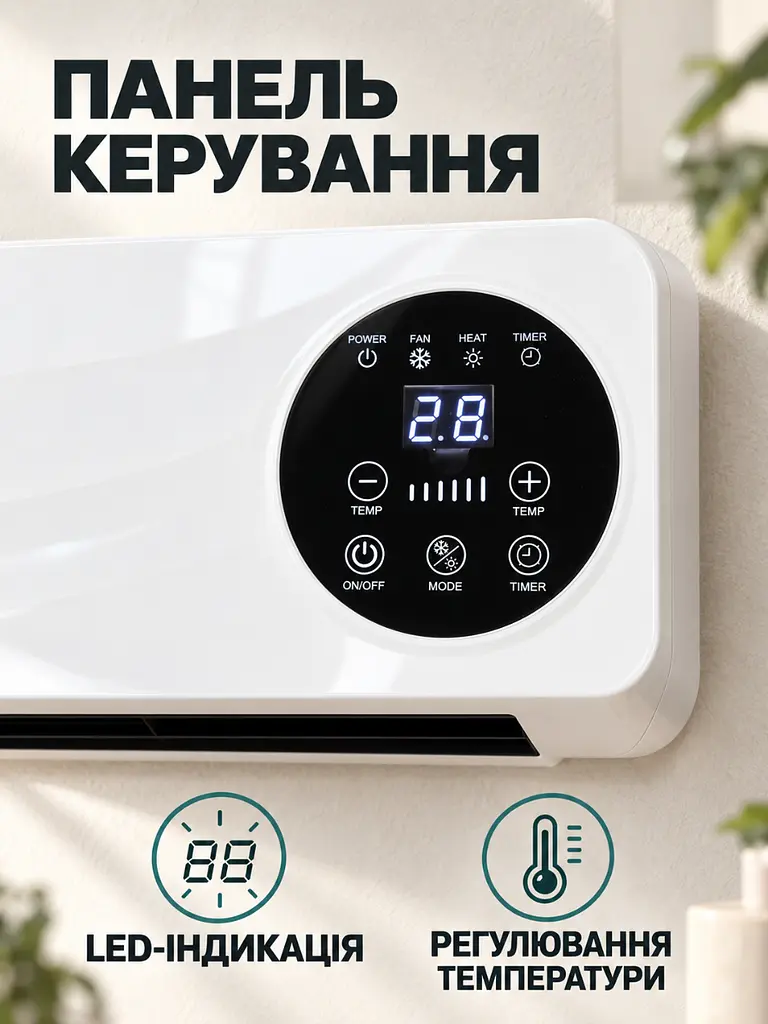 Настінний обігрівач 2000 Вт з пультом та сушаркою білий (37261156) - фото 5