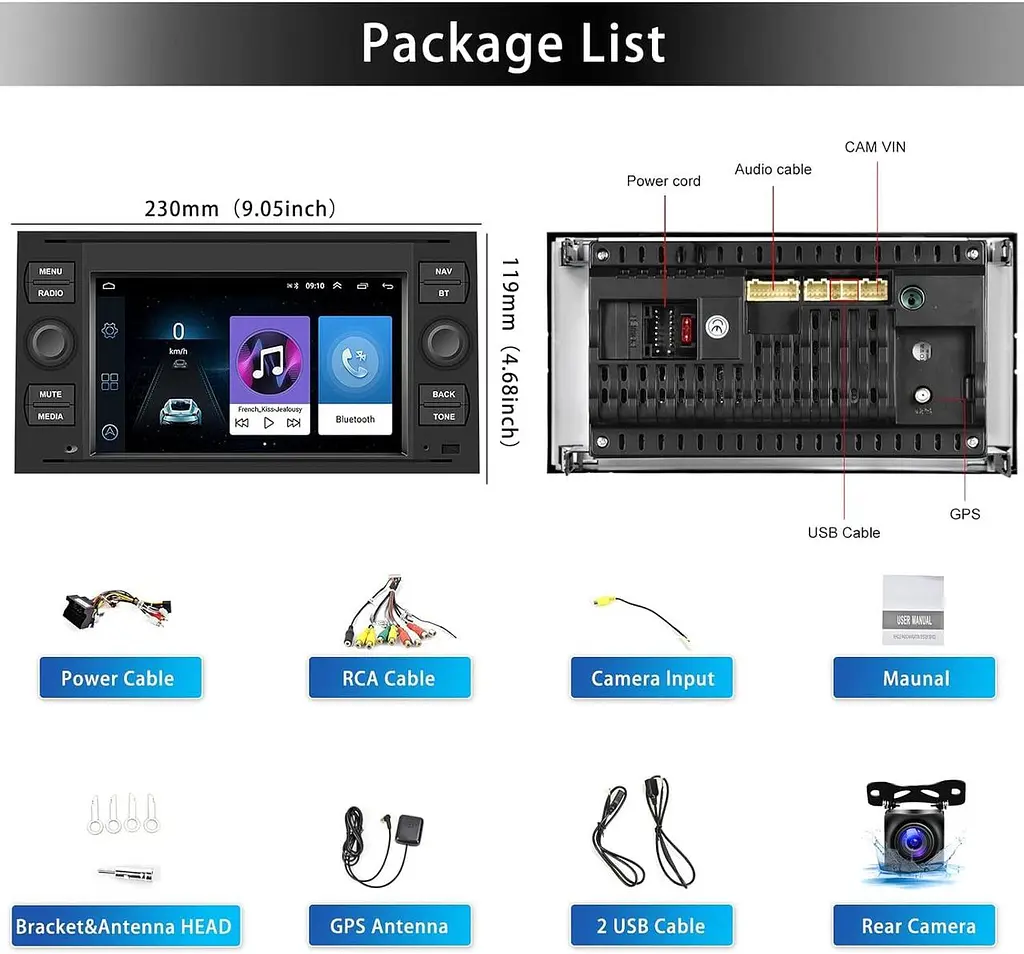 Автомагнітола CAMECHO Android 13 7" 1/32 ГБ для Ford з CarPlay та Android Auto - фото 7