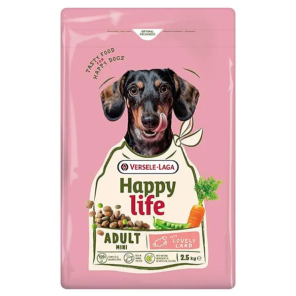 Сухий преміум корм для собак міні та малих порід Happy Life Adult Mini with Lamb, 2,5 кг, повнорационный
