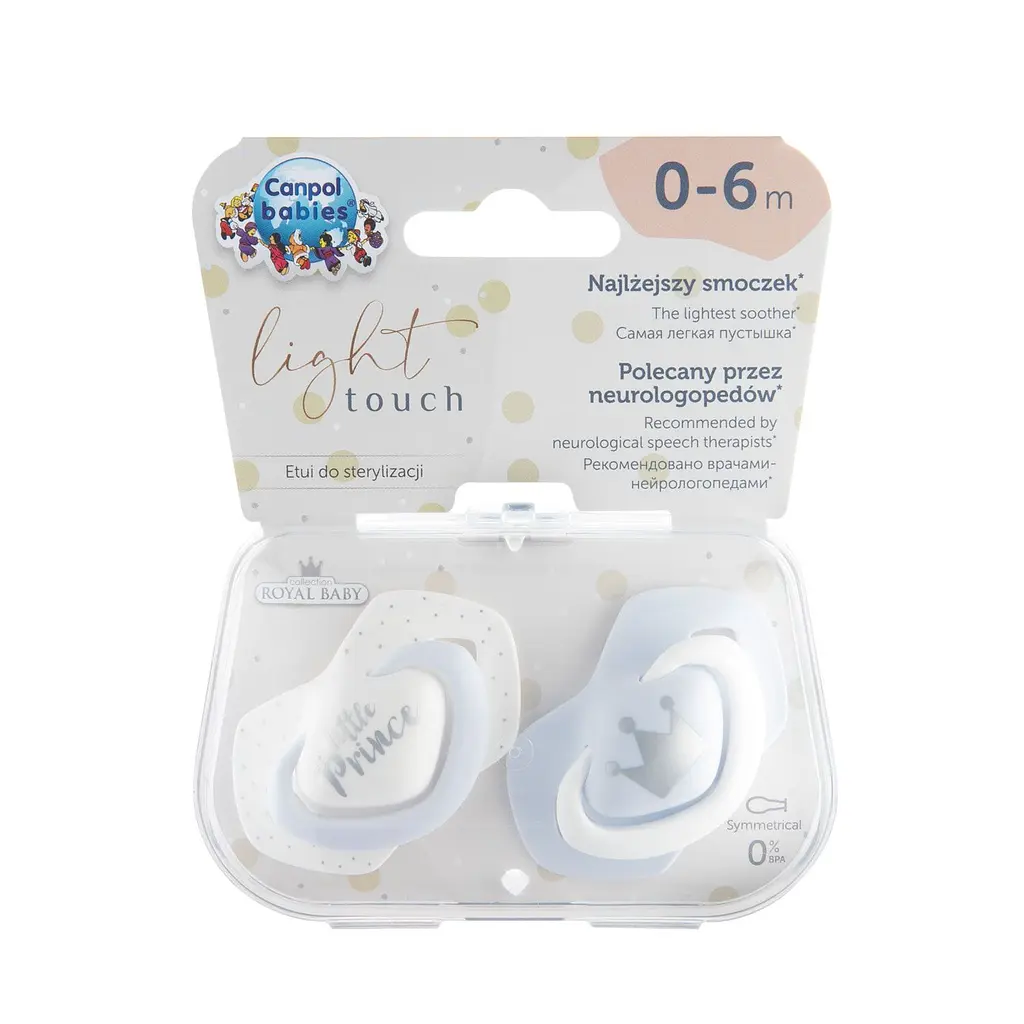 Силіконова симетрична пустушка Canpol babies Royal Baby, 0-6 міс., 2 шт., блакитний (22/650_blu) - фото 1