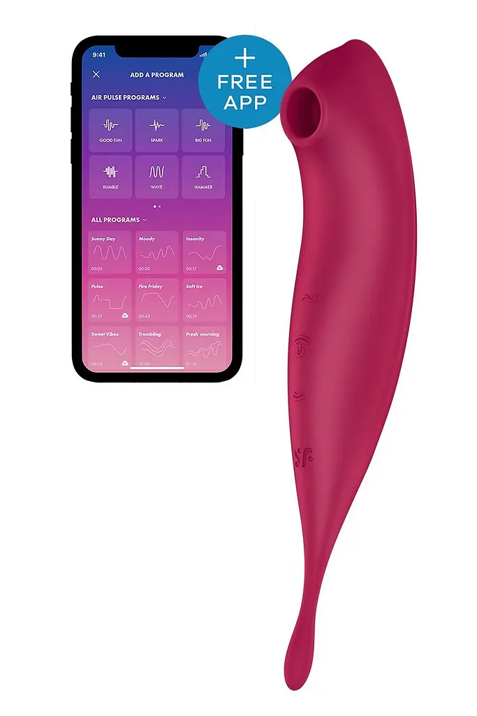 Вакуумный стимулятор клитора с вибрацией Satisfyer Twirling Pro+ красный - фото 2
