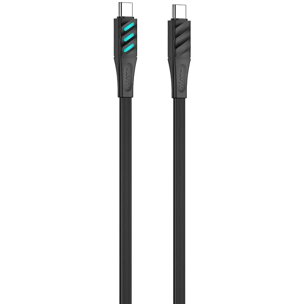 Кабель Havit HV-CB6254 PD60W 3A с LED индикатором USB-C to USB-C 1 м черный (HV-CB6254 black) - фото 2