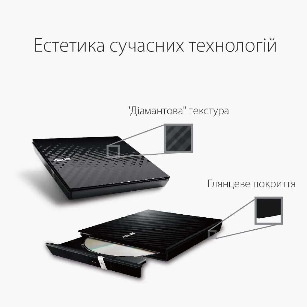 Оптичний привід DVD-RW ASUS SDRW-08D2S-U LITE/BLK/G/AS (90-DQ0435-UA221KZ) - фото 2