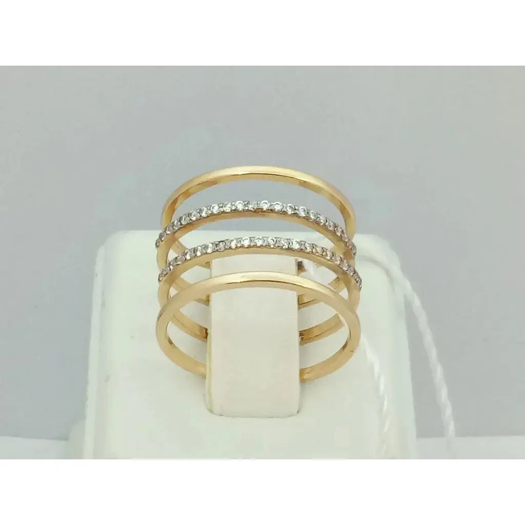 Золоте незамкнене кільце Родинні коштовності з фіанітами. 111675 18 - фото 3