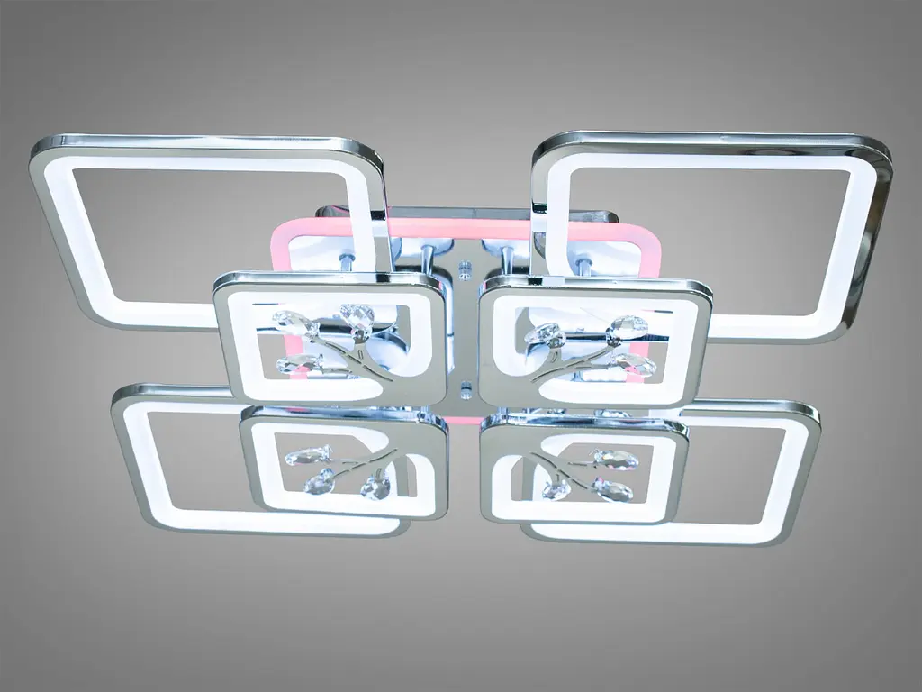 Стельова LED-люстра Diasha 8157/4+4HR 190W, 60x60x12 см, 3 кольори світла, диммер, пульт - фото 3