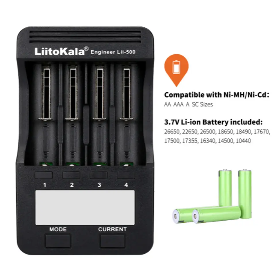 Зарядное устройство Liitokala Lii-500 - интеллектуальное - универсальное - 4 канала - фото 3