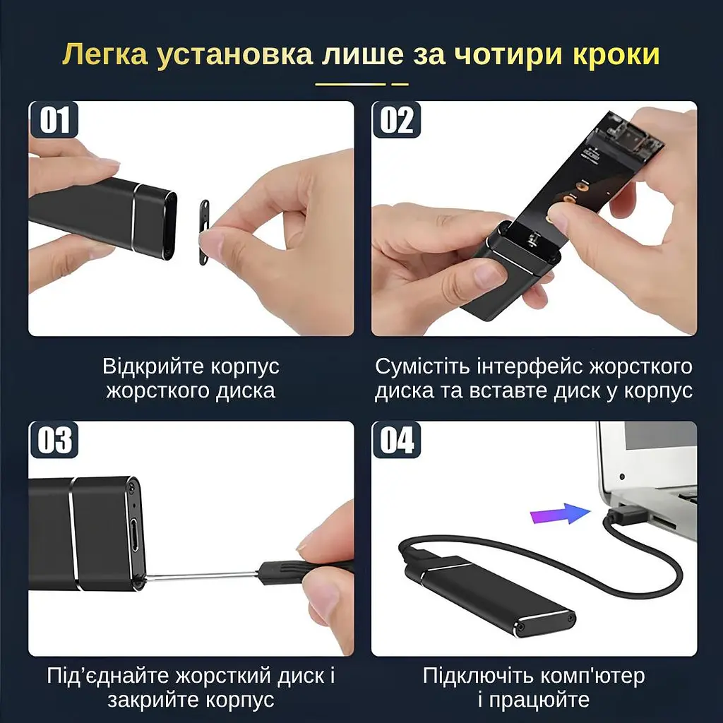 Внешний карман XON MemoryCase для M.2 NGFF (SATA) USB 3.1 Type-C Черный (XSC2C13NG1MG 4333) - фото 3